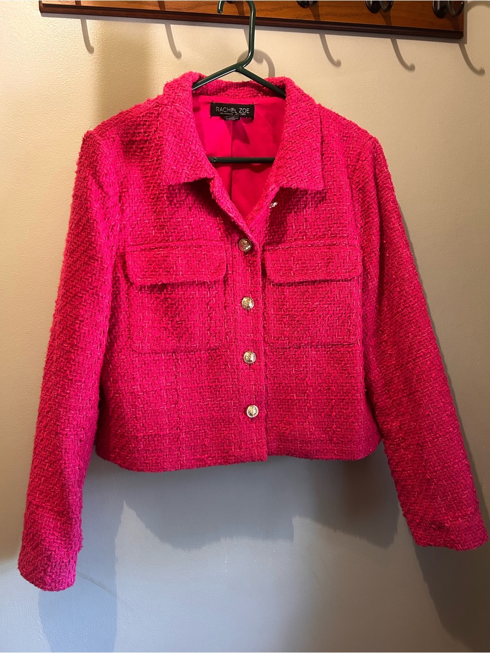 Rachel Zoe Hot Pink Tweed Cropped Blazer